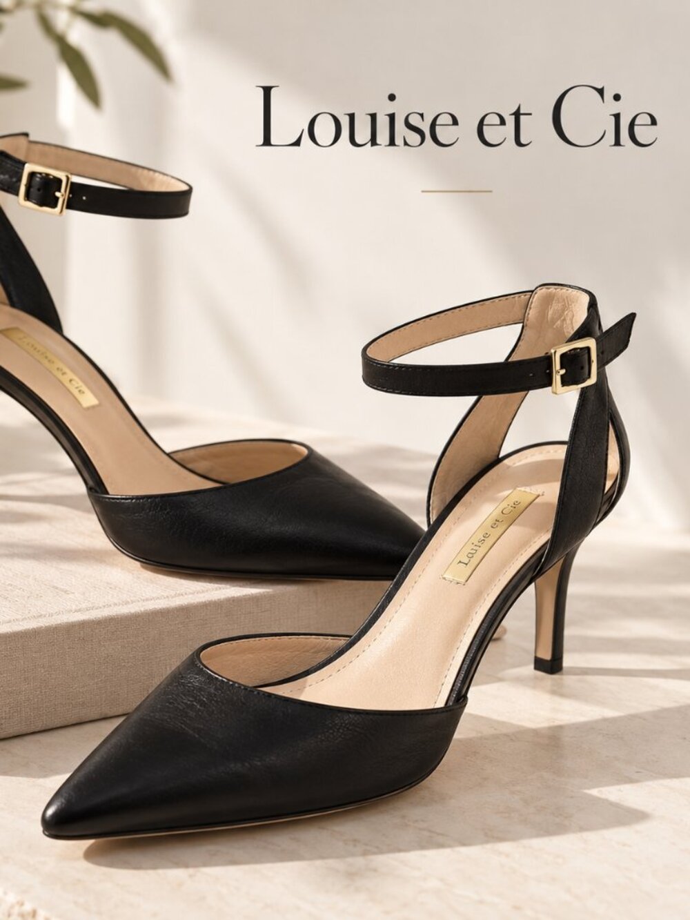 Louise et Cie Esperance Black Ankle Strap Pumps Heels Women’s Size 8